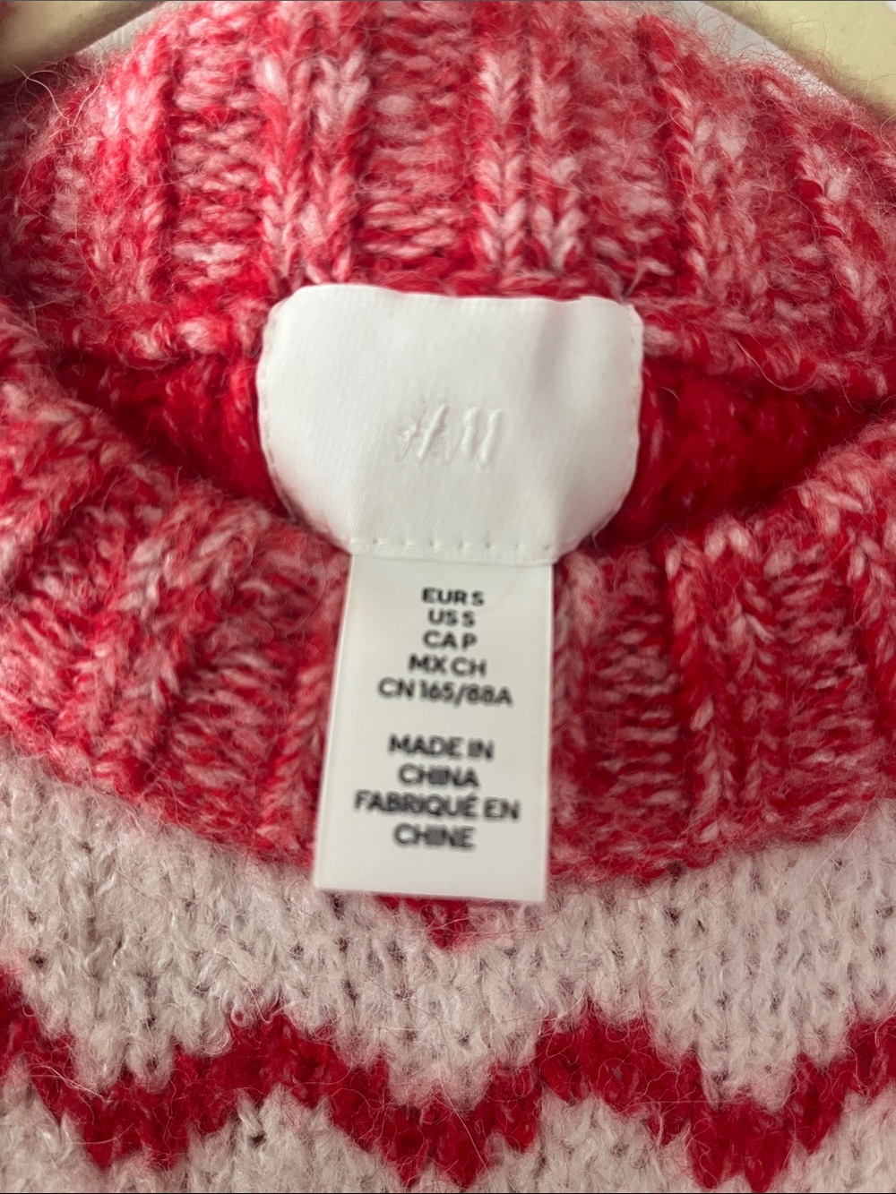 H&M Red and Cream Fair Isle Crewneck Sweater - Picture 2 of 5